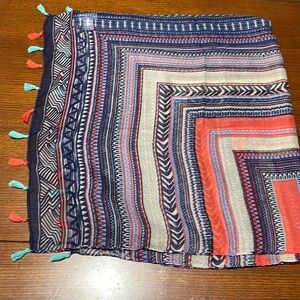 Yaumi K. Large  Scarf. Tassels.  Approx. 70” x 20”